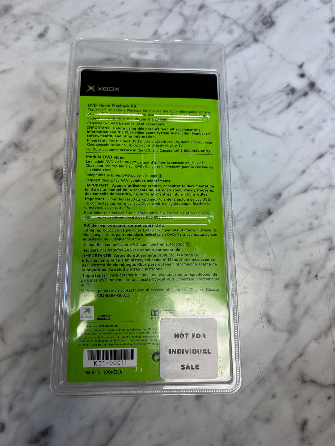 Original Xbox DVD Playback Kit NEW SEALED  N92325