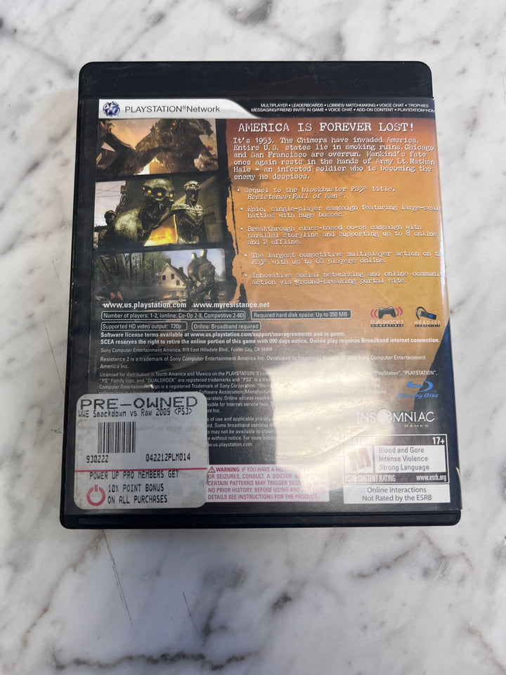 Resistance 2 PS3 Playstation CASE ART & MANUAL ONLY in GENERIC CASE   CO92325