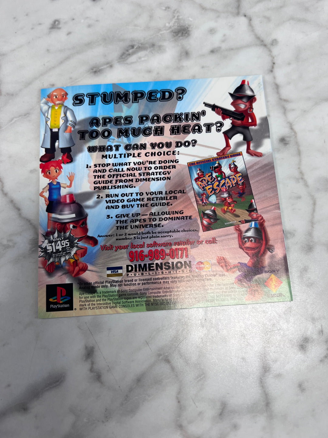Ape Escape Greatest Hits PS1 Playstation MANUAL ONLY  MO92425