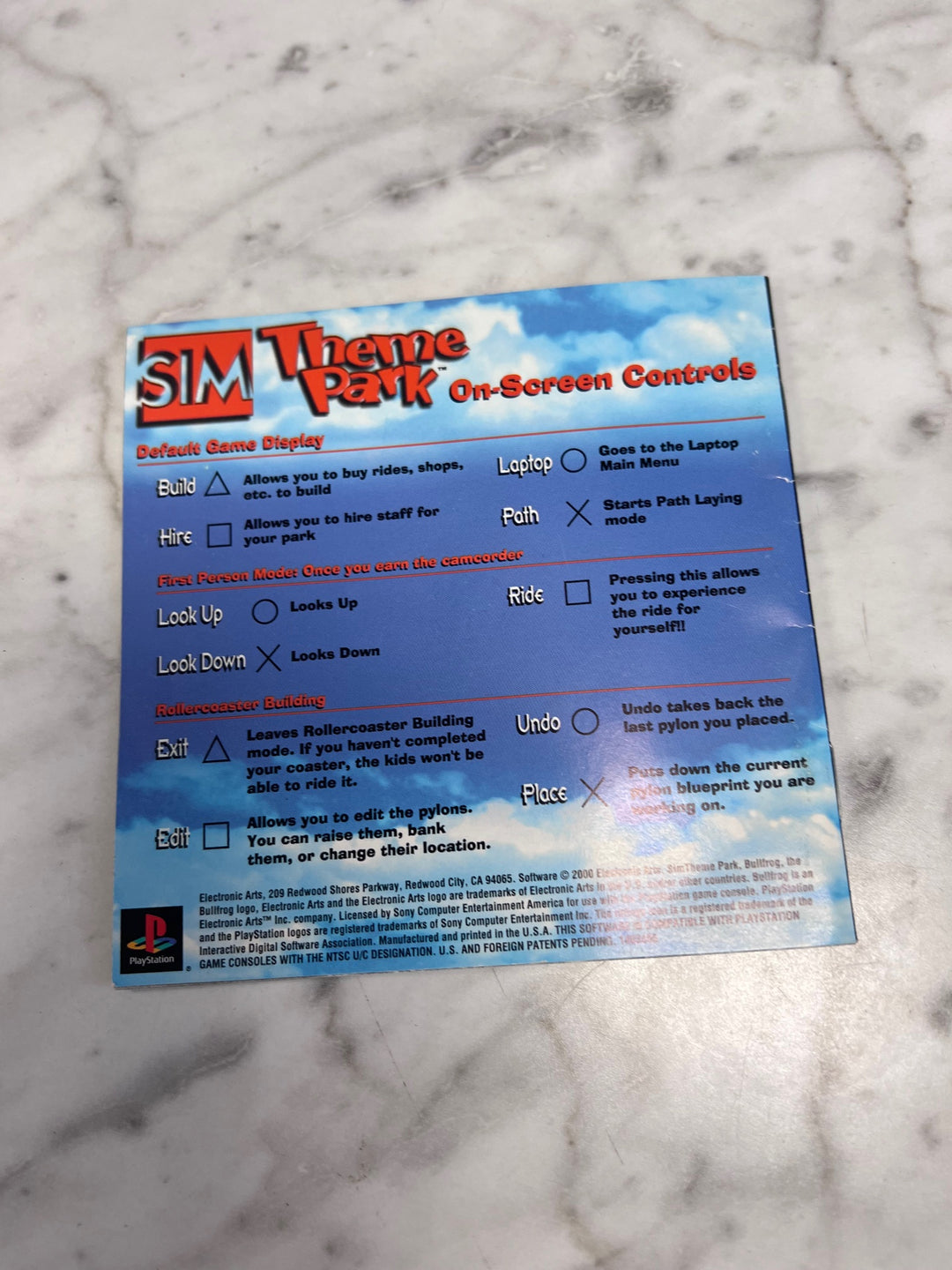 Sim Theme Park PS1 Playstation MANUAL ONLY  MO92425