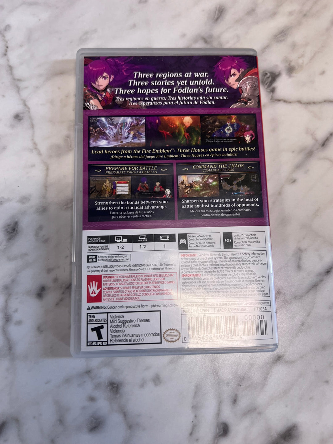 Fire Emblem Warriors Three Hopes Nintendo Switch CASE ONLY NO GAME   CO11426