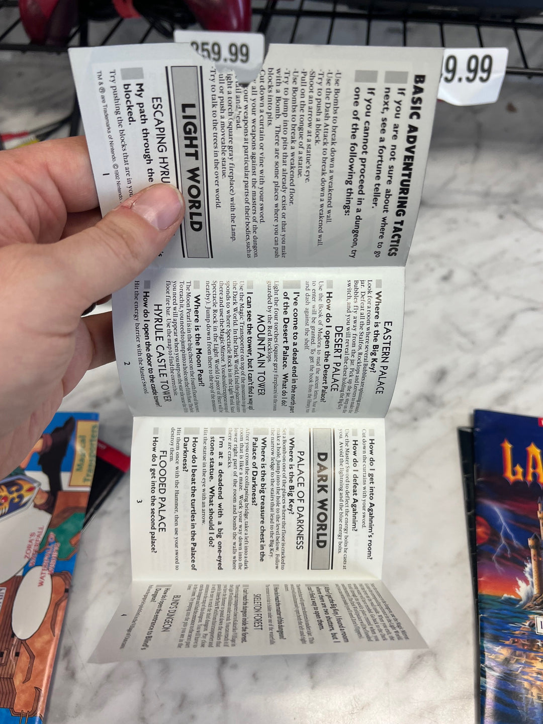 Legend of Zelda Link to the Past SNES MAP, MANUAL AND SECRETS BOOK ONLY  MO92425