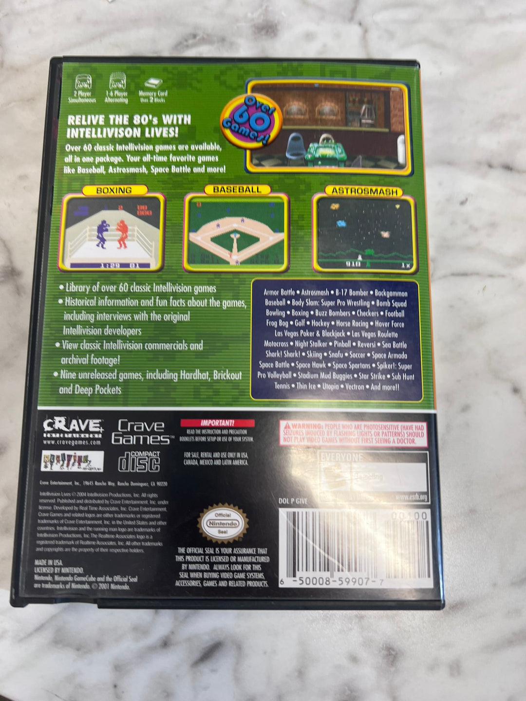 Intellivision Lives! Nintendo Gamecube CASE AND MANUAL ONLY NO GAME   CO11426
