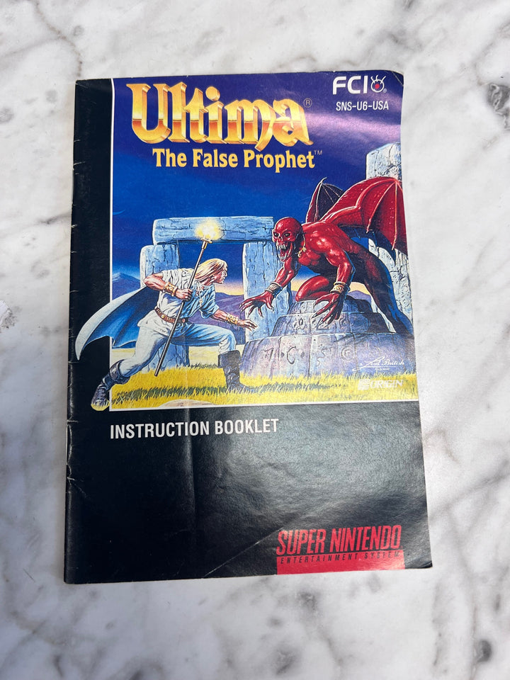 Ultima The False Prophet Super Nintendo SNES MANUAL ONLY  MO92425
