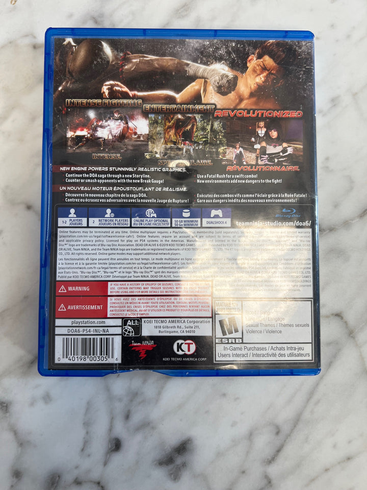 Dead or Alive 6 for Playstation 4 PS4 CASE ONLY CO121224