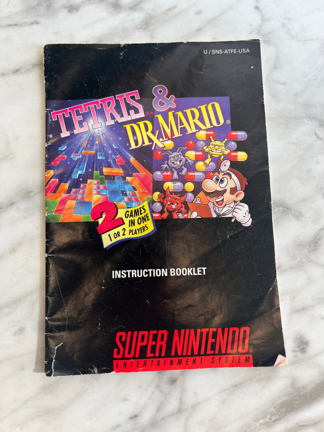 Tetris & Dr. Mario Super Nintendo SNES Manual ONLY No Game    MP91124