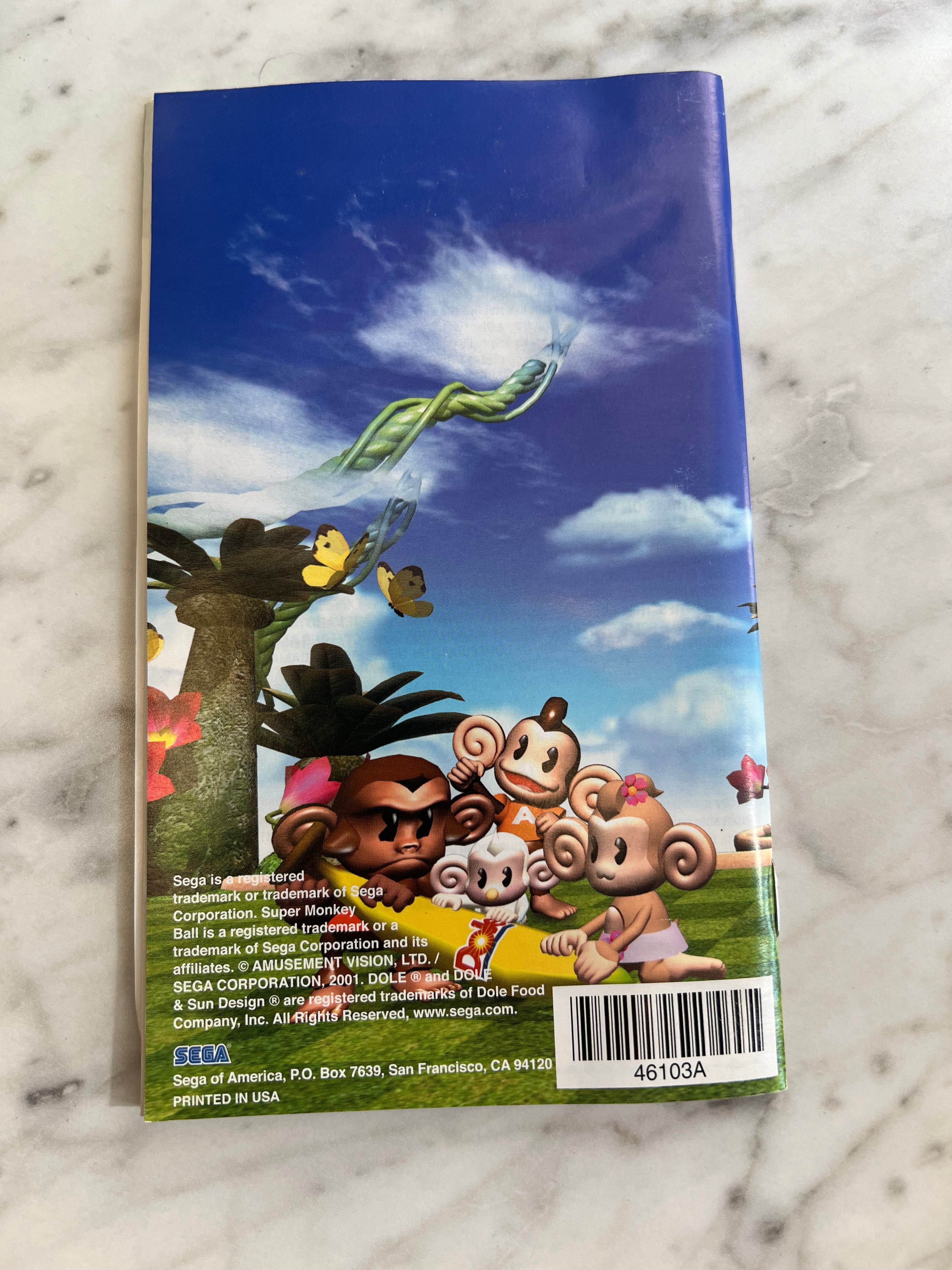 Super Monkey Ball Nintendo Gamecube Manual ONLY No Game MP91124