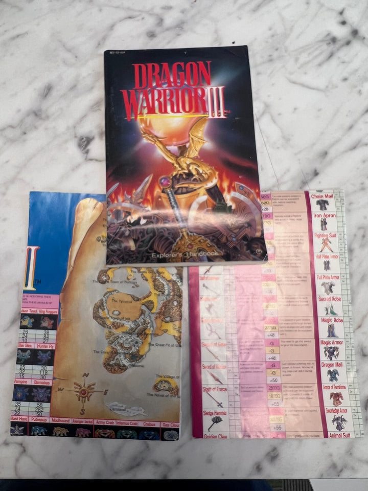 Dragon Warrior III Nintendo NES Explorer's Handbook & TORN map ONLY  MO92425