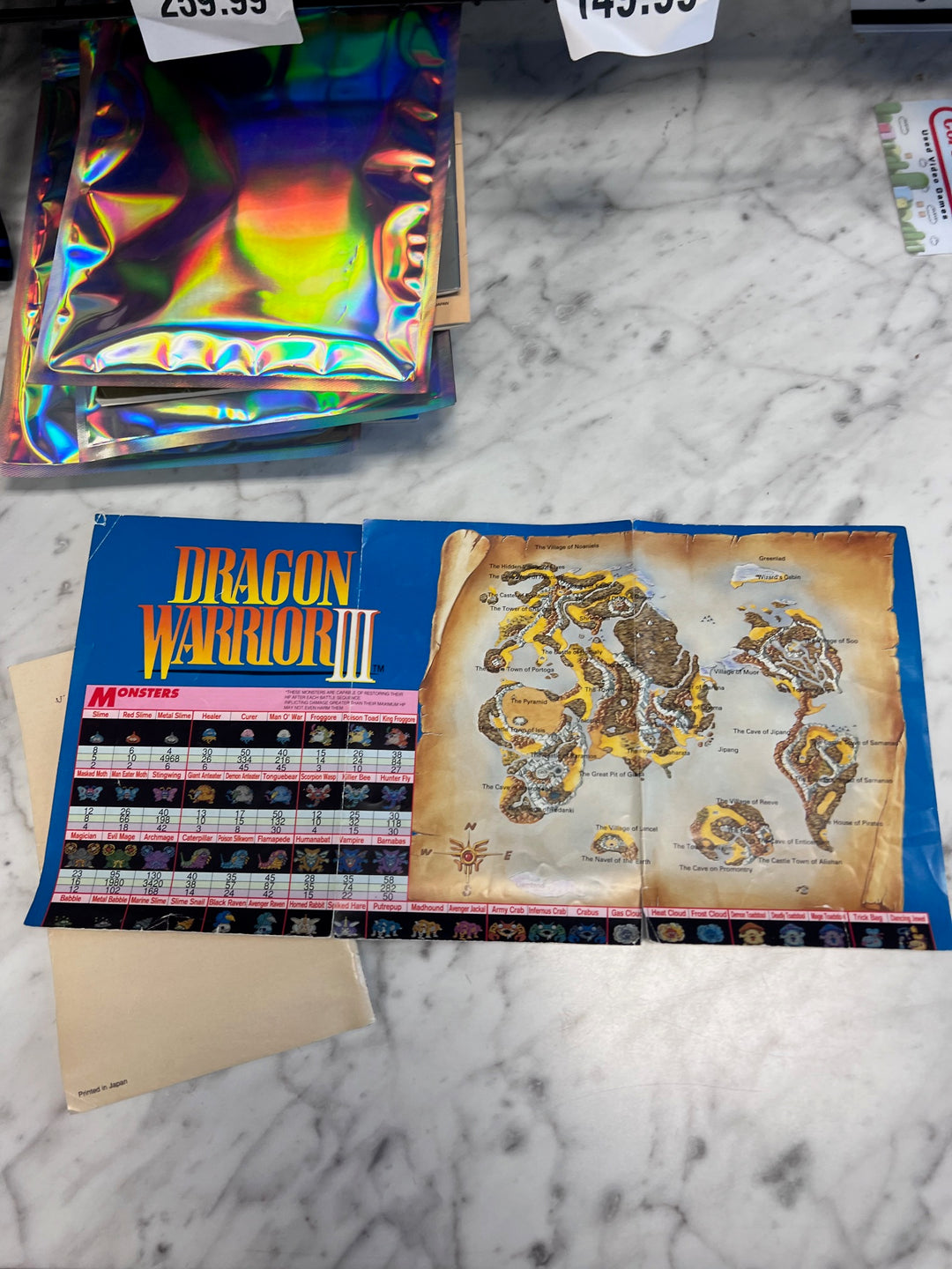 Dragon Warrior III Nintendo NES Explorer's Handbook & TORN map ONLY  MO92425
