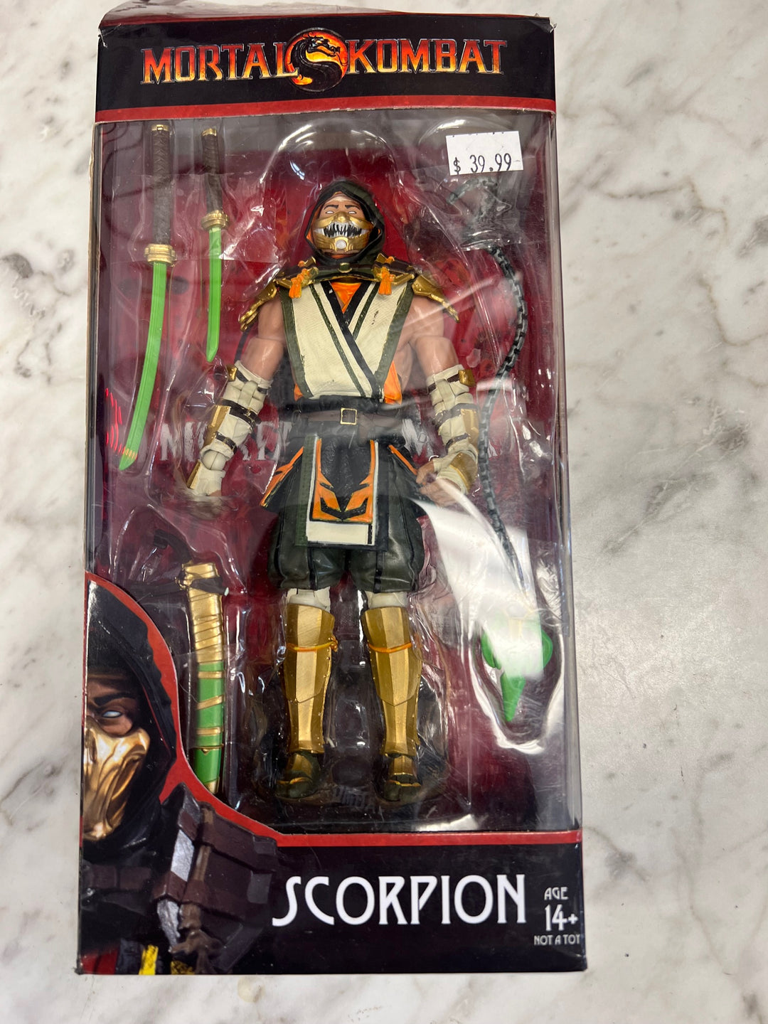 McFarlane Toys: Mortal Kombat - Scorpion 7" Action Figure In Box Damaged Box U4425