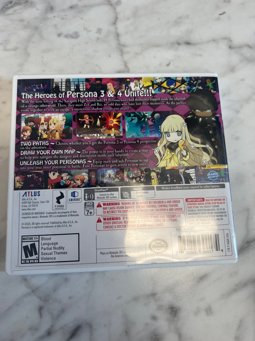 PersonaQ Persona Q Shadow of the Labyrinth 3DS CASE ONLY NO GAME CO91224