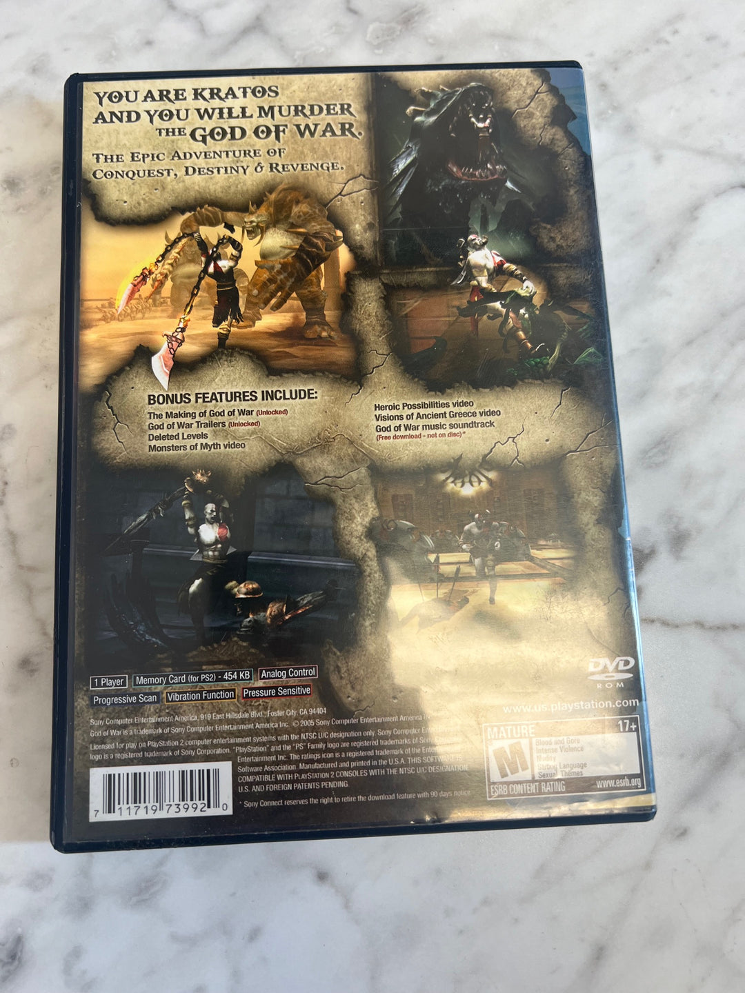 God Of War PS2 Playstation 2 CASE AND MANUAL ONLY NO GAME CO91224