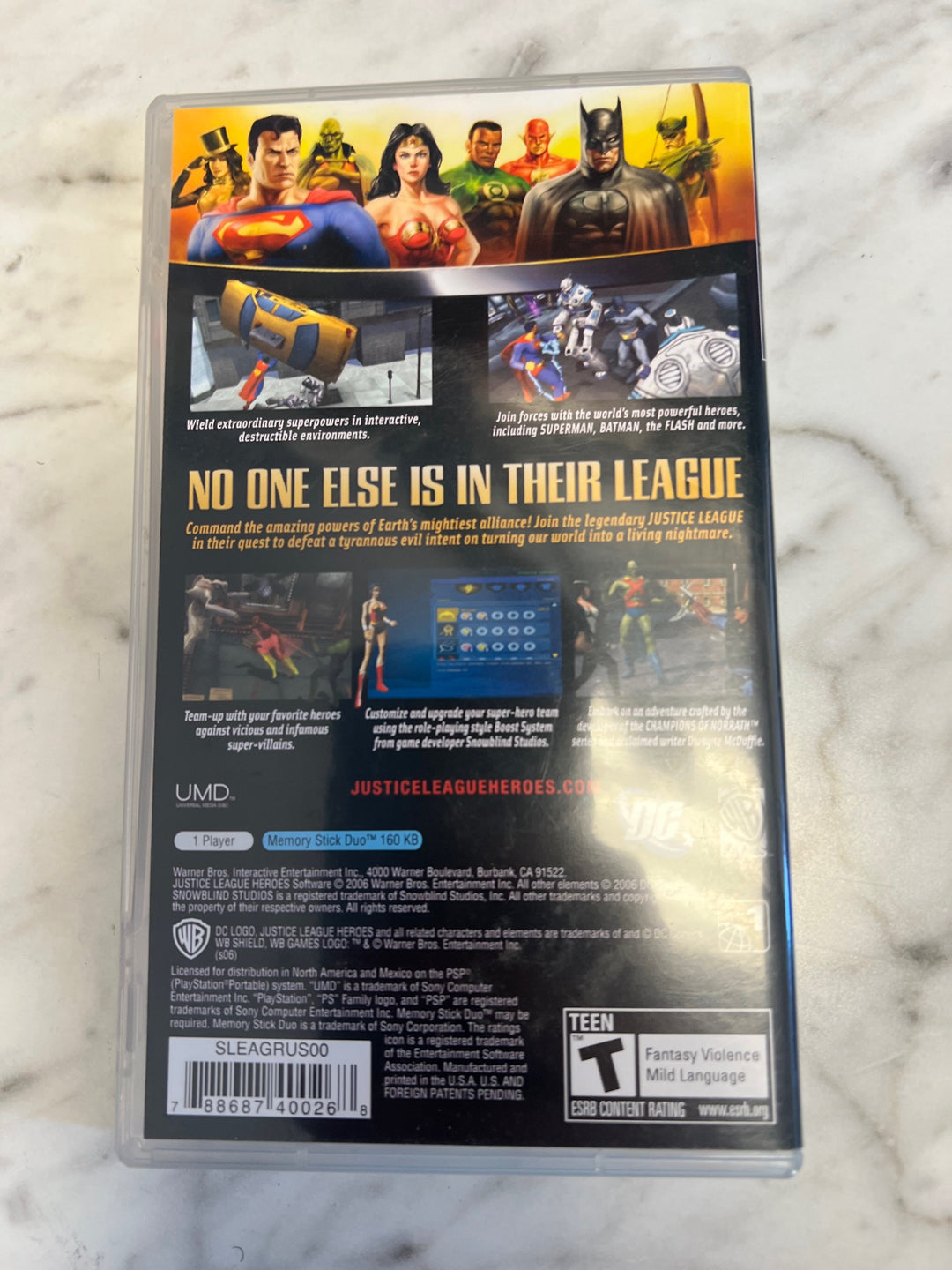 Justice League Heroes Playstation Portable PSP Case & Manual only CO63025
