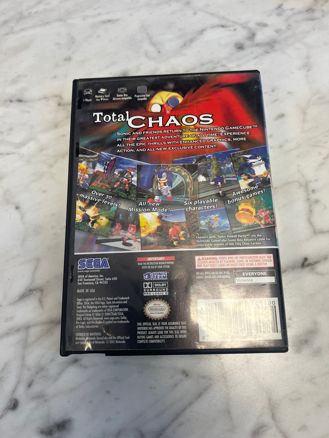 Sonic Adventure DX Director's Cut Nintendo Gamecube Case & Manual Only CO63025