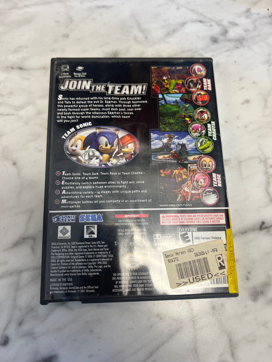 Sonic Heroes Nintendo Gamecube Case Only CO63025