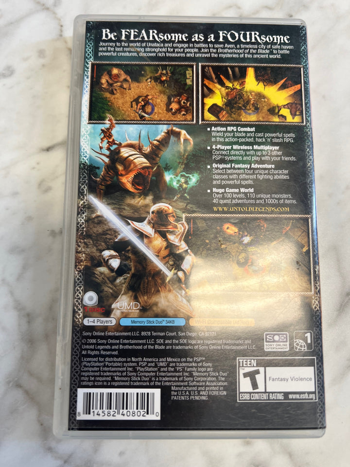 Untold Legends Brotherhood of the Blade Playstation Portable PSP Case & Manual only CO63025