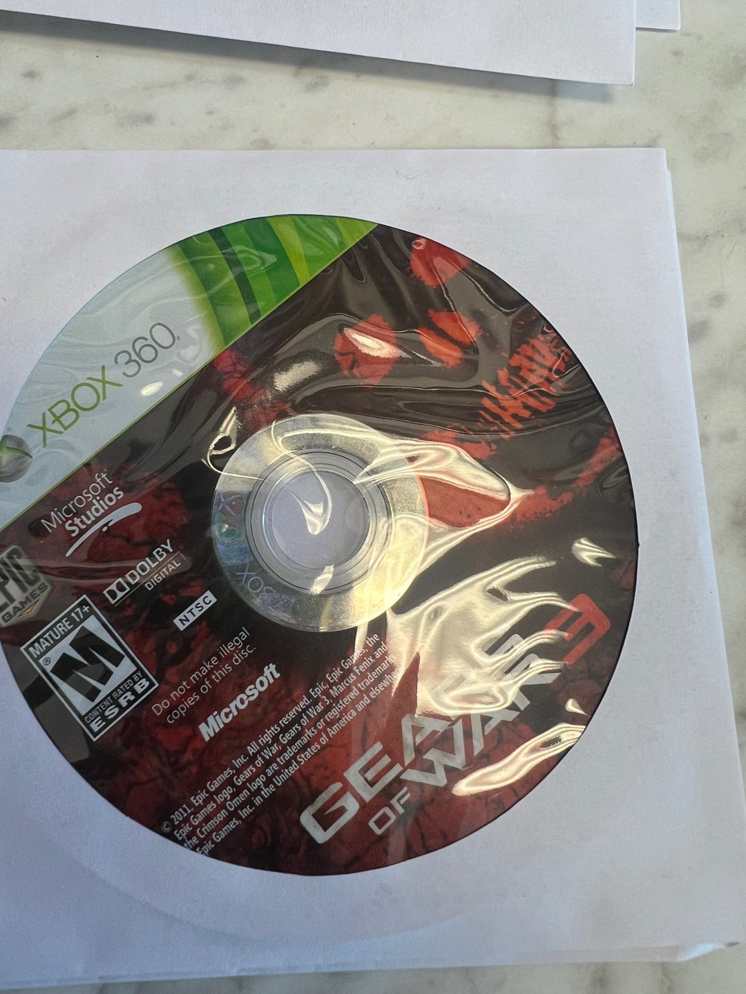 Gears of War 3 for Xbox 360 Disc Only No Case/Manual DU62724