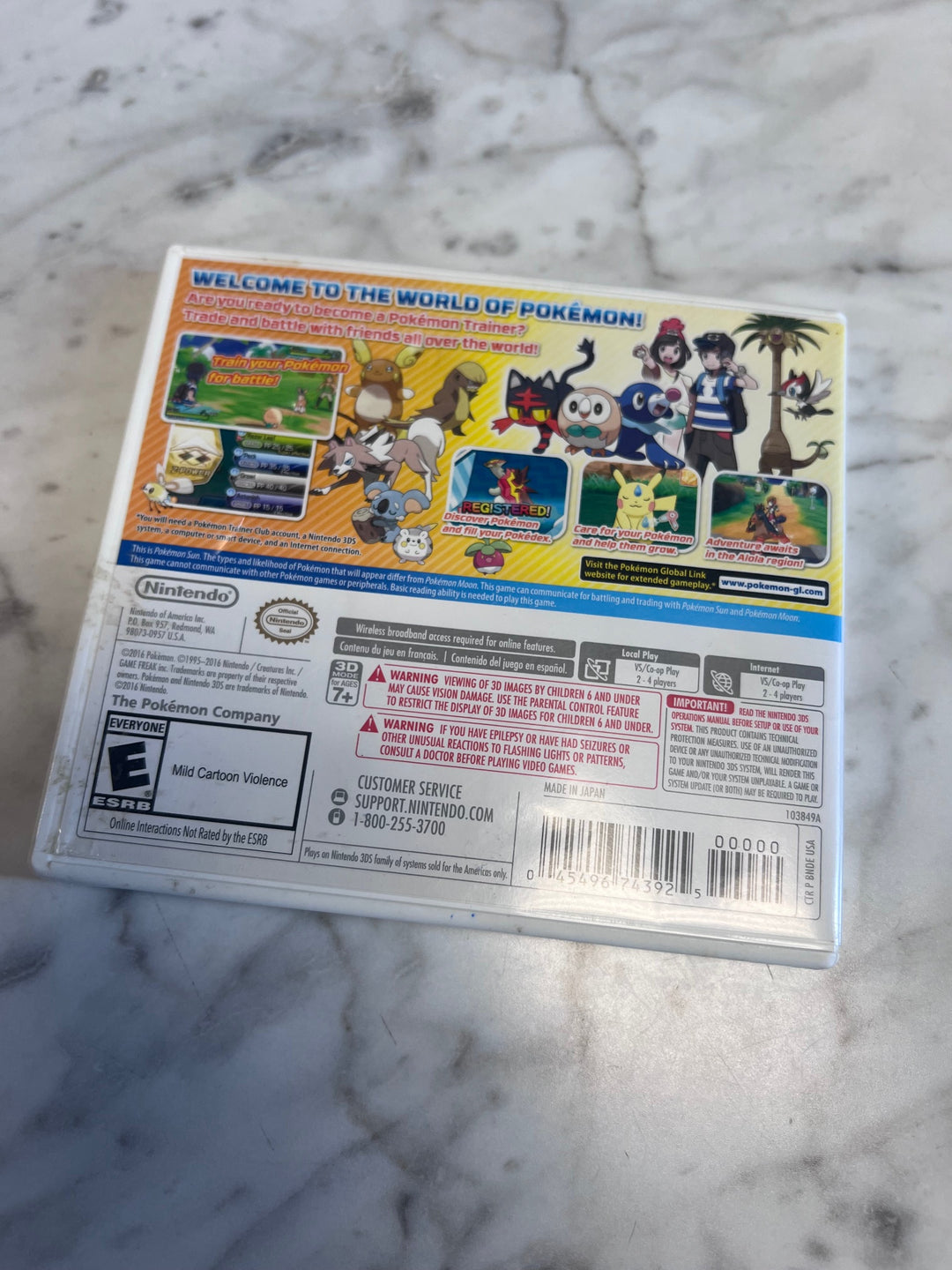 Pokemon Sun Nintendo 3DS CASE AND MANUAL ONLY CO92625