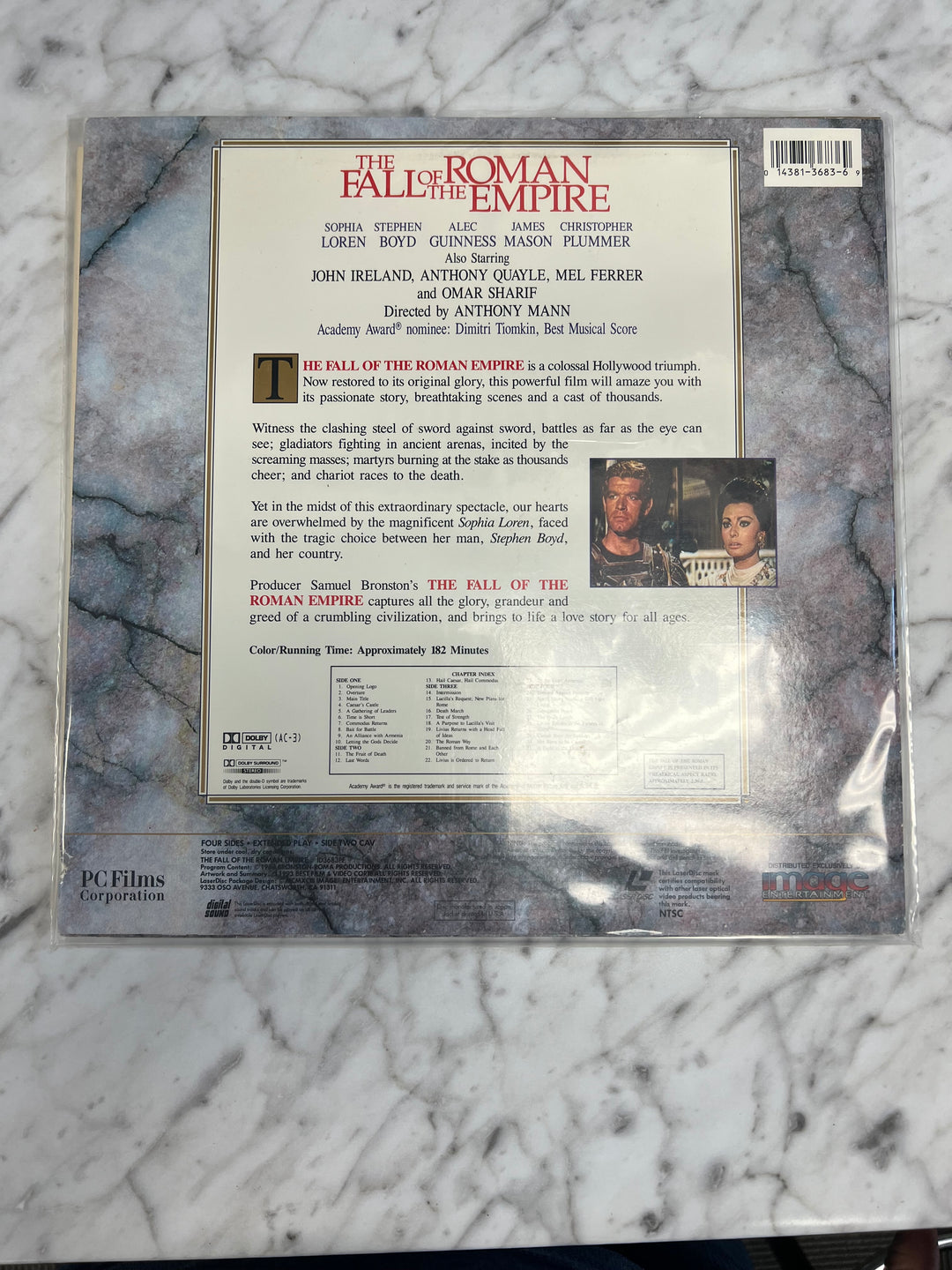 The Fall of the Roman Empire Laserdisc Movie    LD121624
