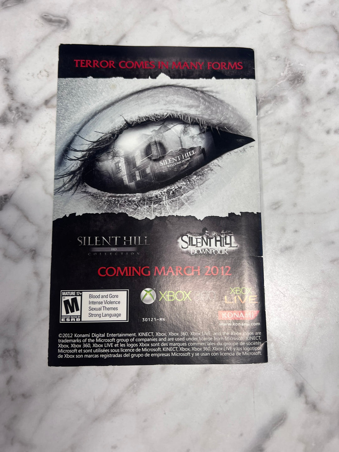 Silent Hill Downpour Xbox 360 Manual ONLY CO11926