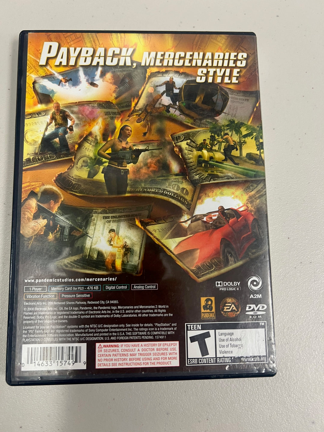 Mercenaries World in Flames for Playstation 2 PS2 in case. Tested and Working.     DO63024
