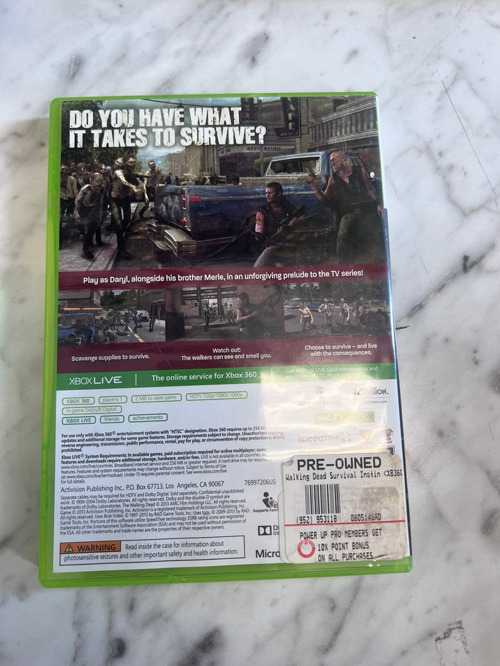 The Walking Dead Survival Instinct Xbox 360 Case ONLY NO GAME  CO11926