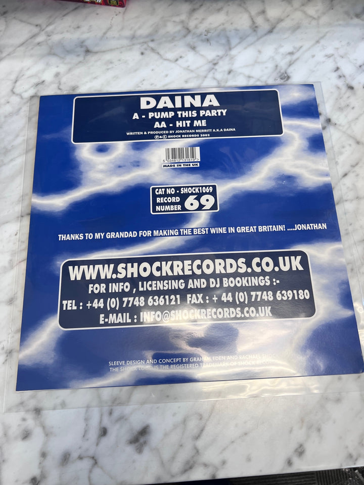Daina - Pump This Party + Hit Me (VG+) Condition Vinyl Record VR92825
