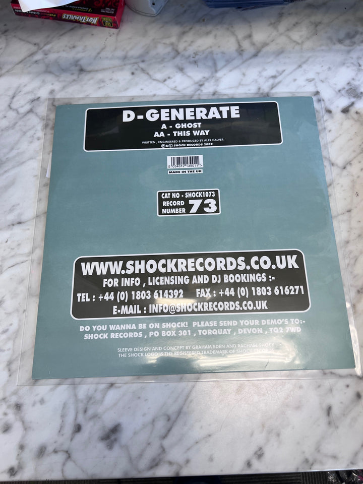 D-Generate - Ghost / This Way (VG+) Condition Vinyl Record VR92825