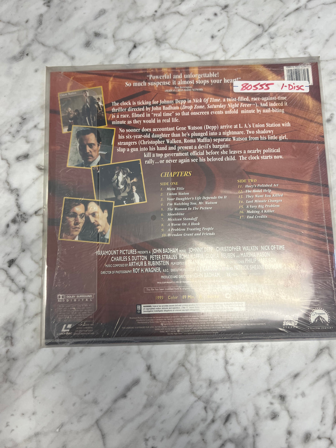 Nick Of Time Laserdisc Movie    LD121624