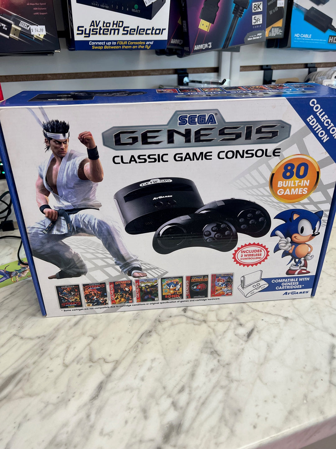 AtGames Sega Genesis Classic Mini Game Console w/ 80 Built-In Games T7225