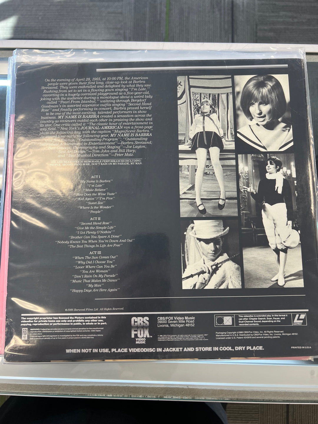 The Streisand Specials - My Name is Barbara Laserdisc   LD121724