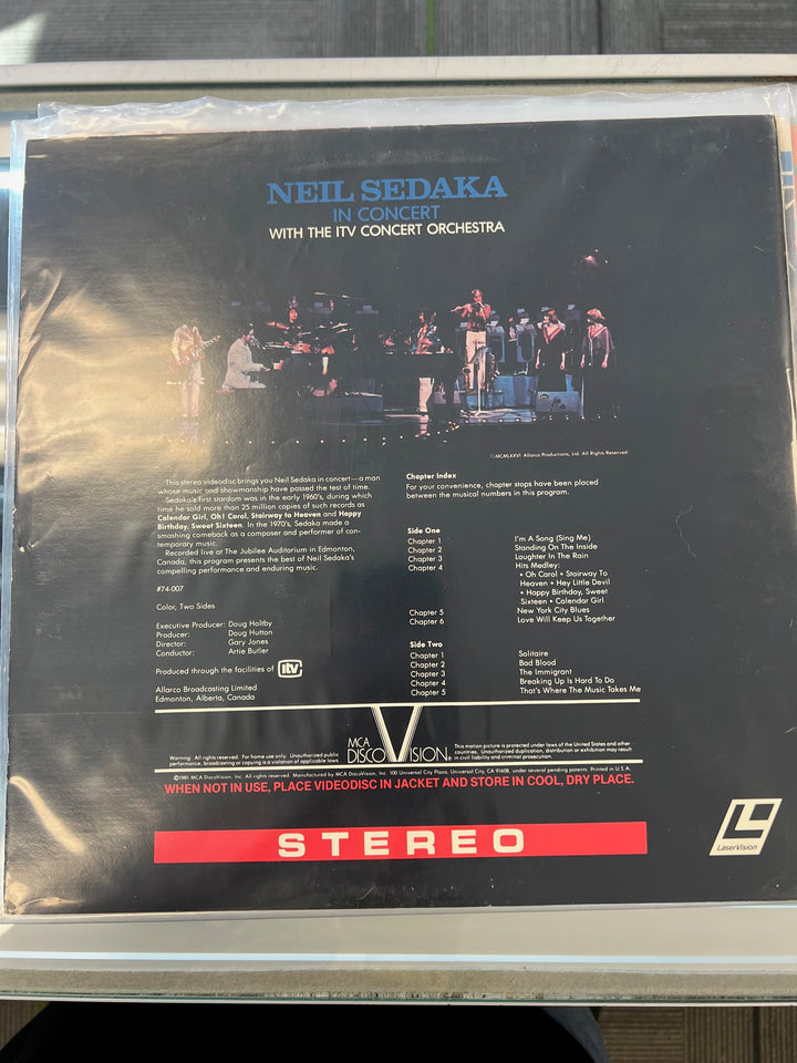 Neil Sedeka in Concert MCA Discovision Laserdisc   LD121724