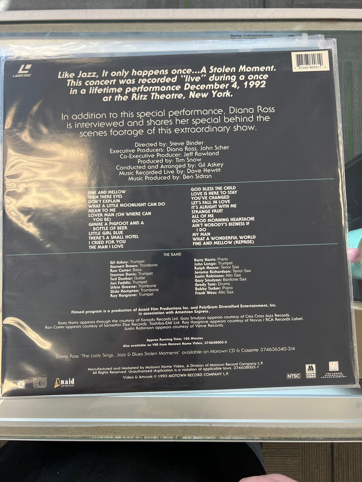 Diana Ross Live Stolen Moments The Lady Sings Jazz & Blues  Laserdisc   LD121724