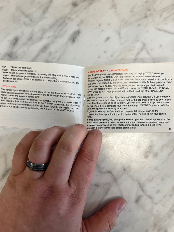 Tetris for Original Gameboy Manual ONLY    MO121724