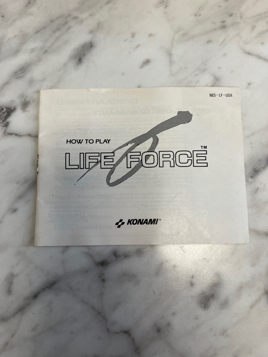 Life Force for Original Nintendo NES Manual ONLY    MO121724