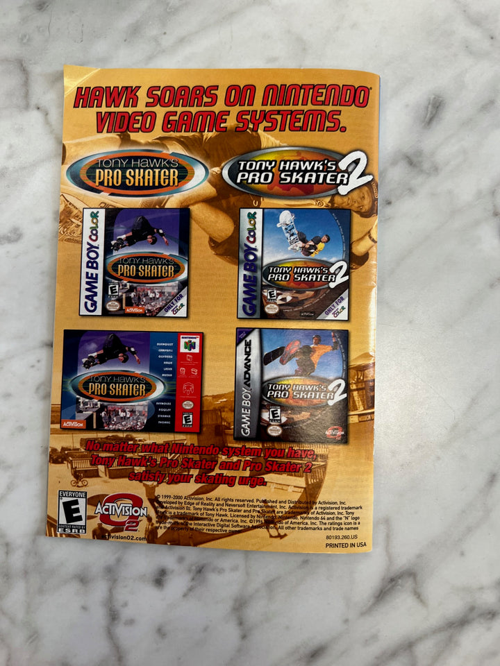 Tony Hawk's Pro Skater 2 for Nintendo 64 N64 Manual ONLY    MO121724