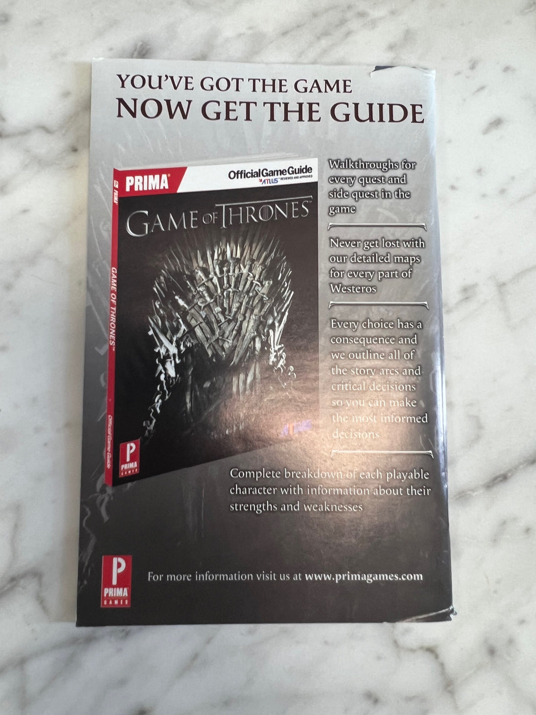 Game of Thrones for Xbox 360 Manual ONLY    MO121724