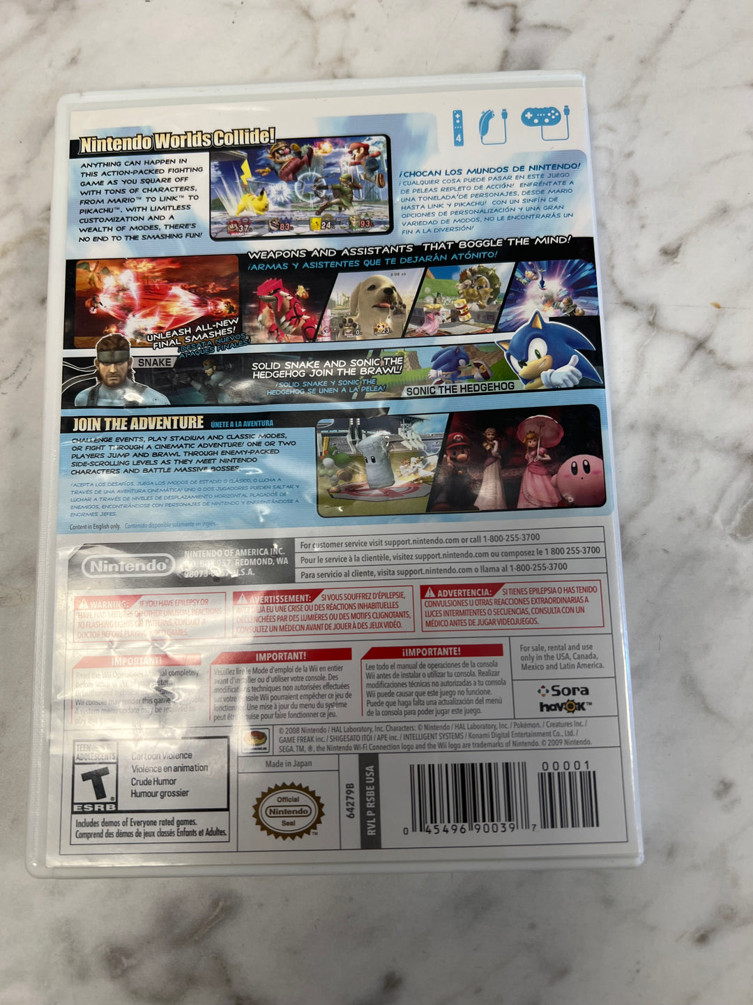 Super Smash Bros Brawl Nintendo Wii CASE ONLY NO GAME  C4925