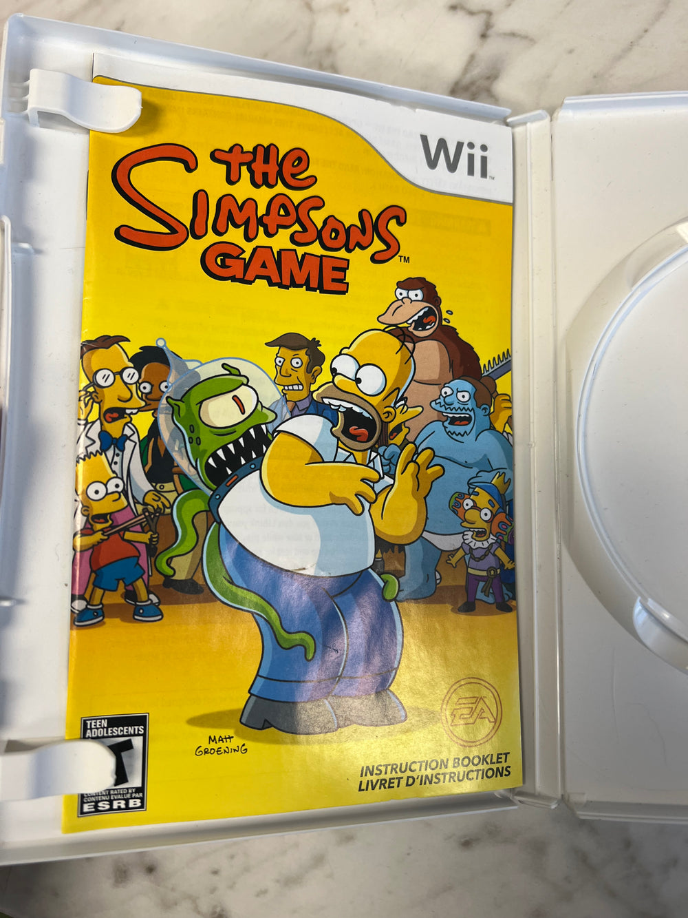 The Simpsons Game Nintendo Wii CASE AND MANUAL ONLY NO GAME C4925