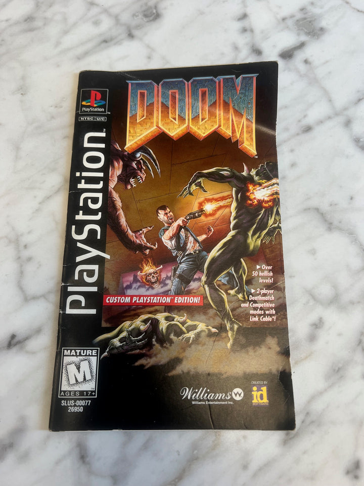 Doom Longbox Playstation PS1 MANUAL  REG CARD ONLY DU91624
