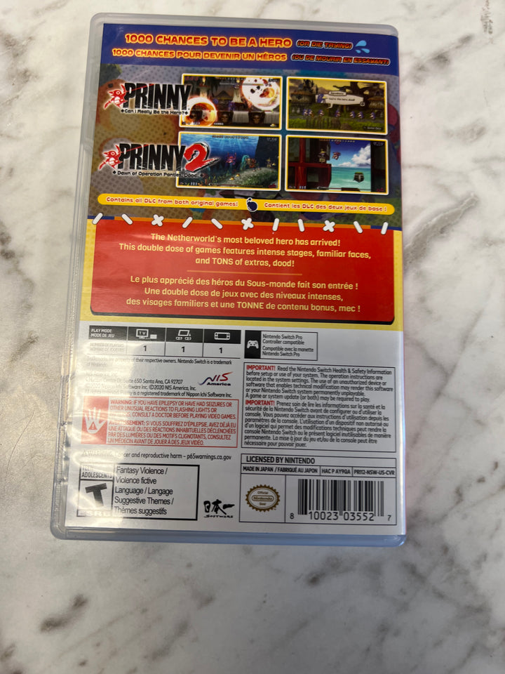 Prinny 1+2 Just Desserts Edition Nintendo Switch Missing Game Cart   C4925
