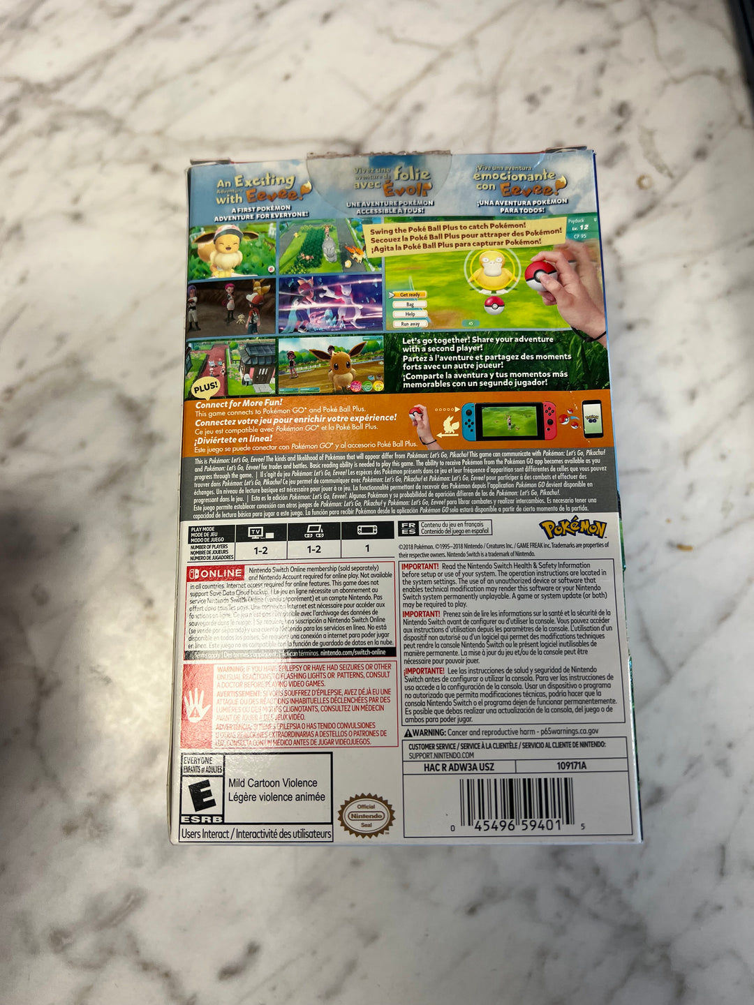 Pokemon Let's Go Eevee EMPTY Big Box ONLY Nintendo Switch NO GAME/BALL   C4925