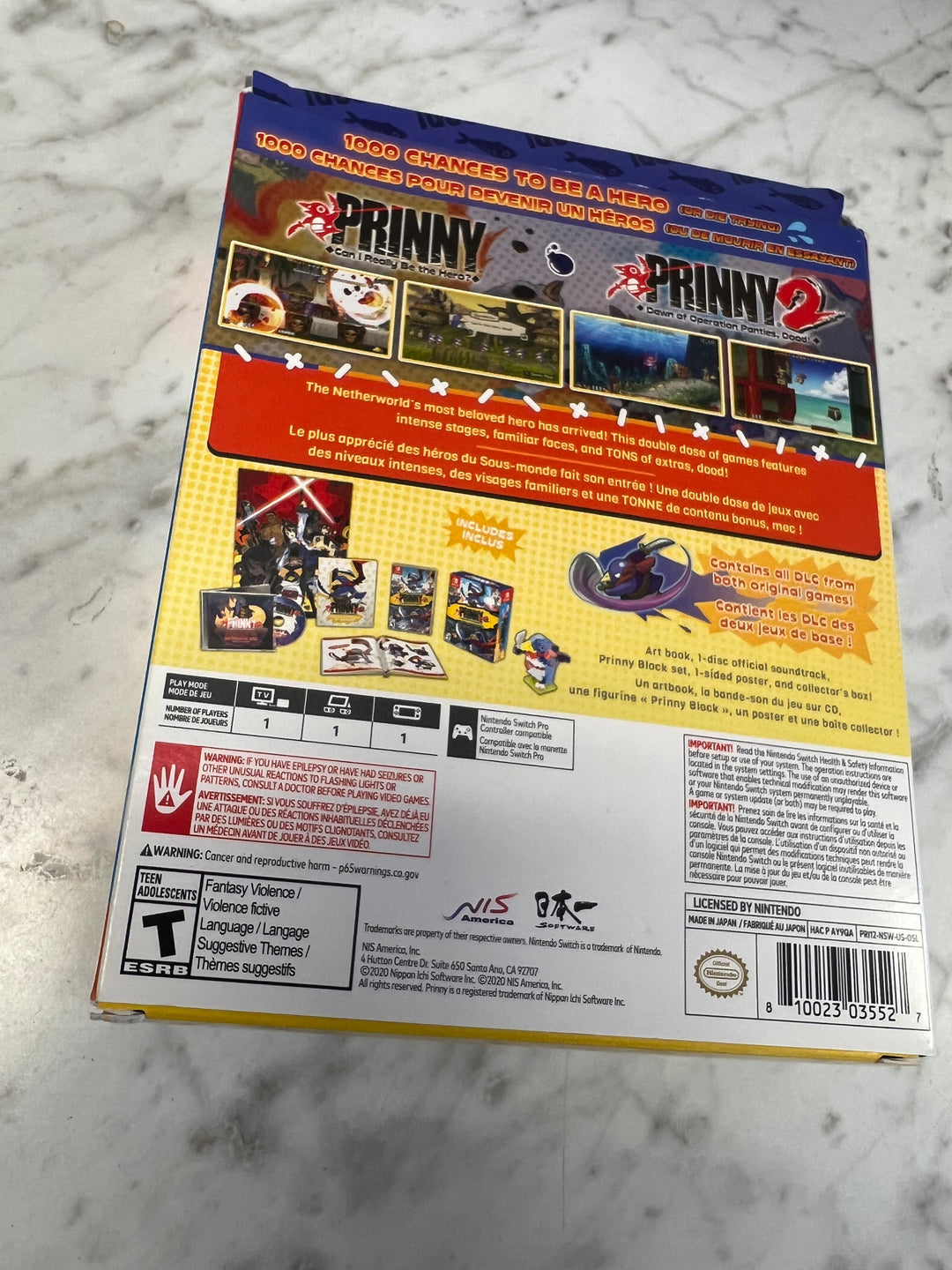 Prinny 1+2 Just Desserts Edition Nintendo Switch Missing Game Cart   C4925