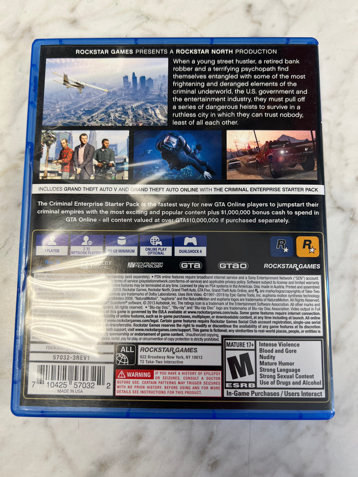 Grand Theft Auto V Playstation 4 PS4 CASE AND MANUAL ONLY C4925