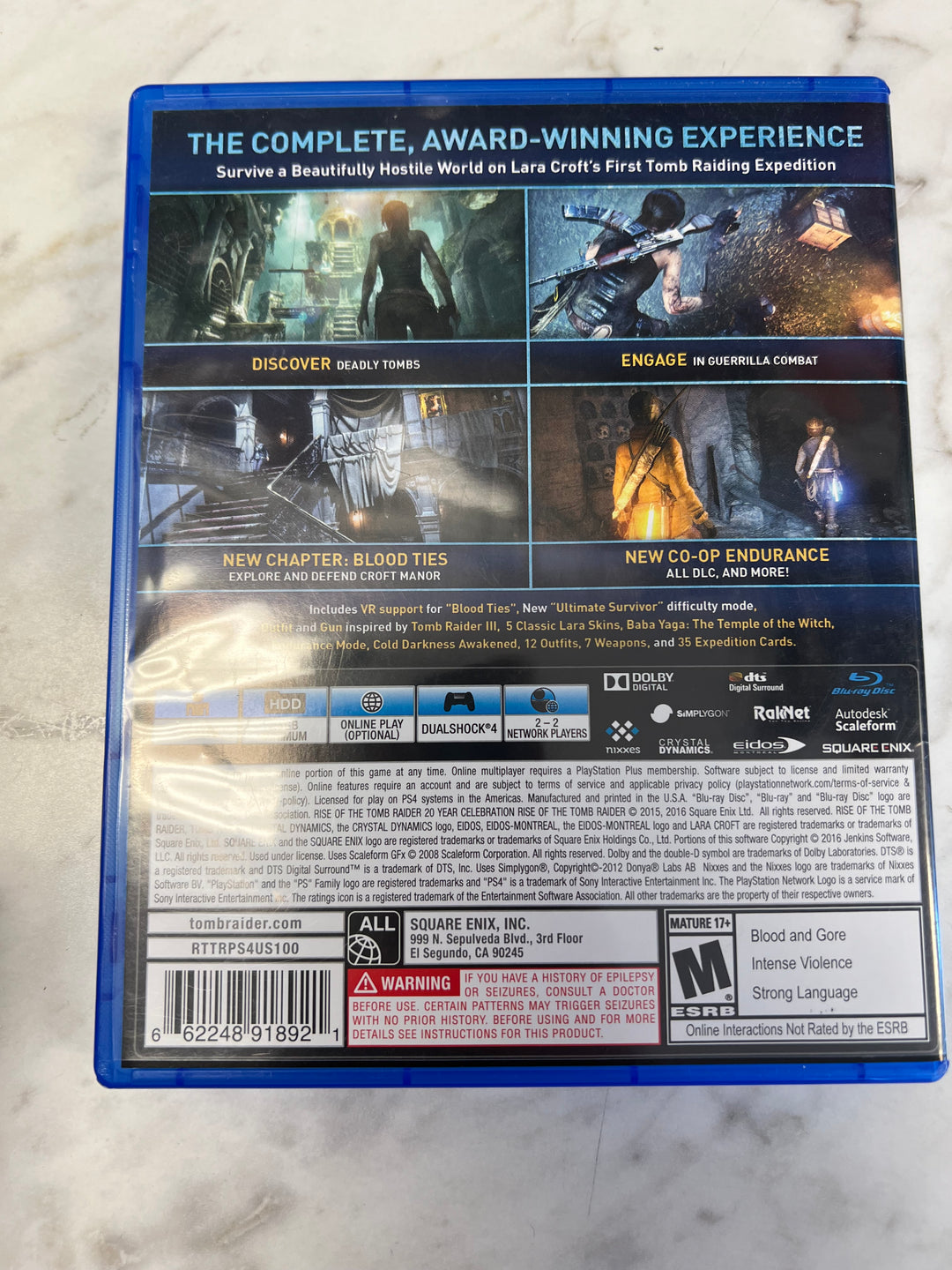 Rise of the Tomb Raider Playstation 4 PS4 CASE AND MANUAL ONLY C4925