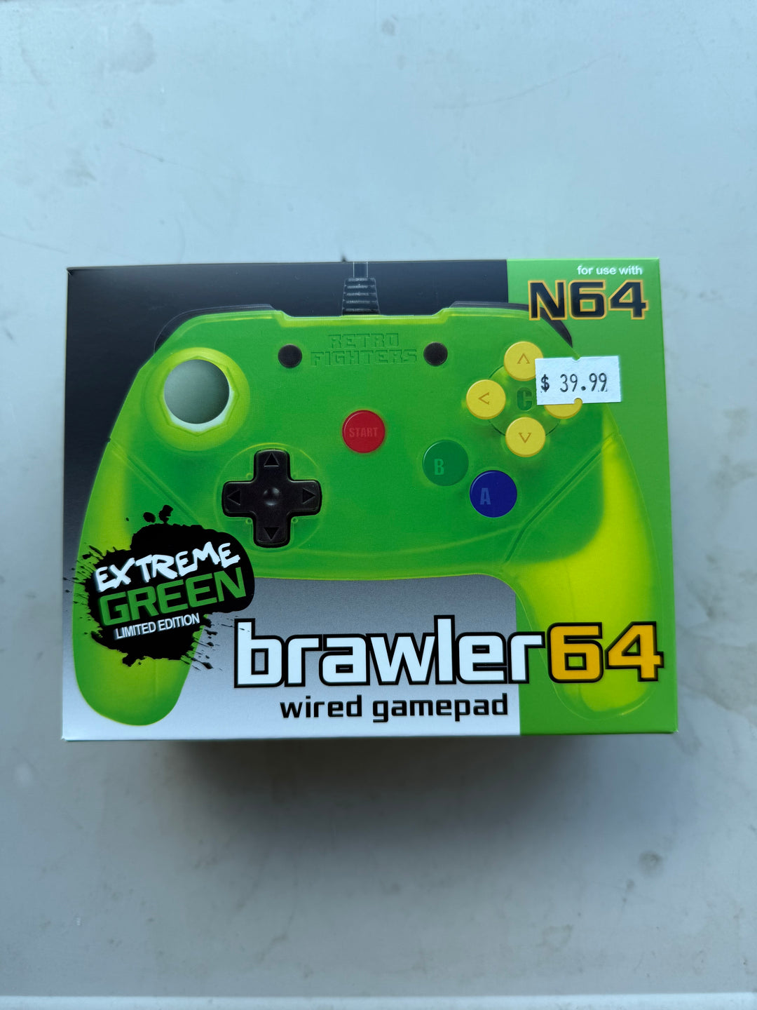 Retro Fighters Brawler 64 Wired Controller - Extreme Green Limited Edition (NEW)