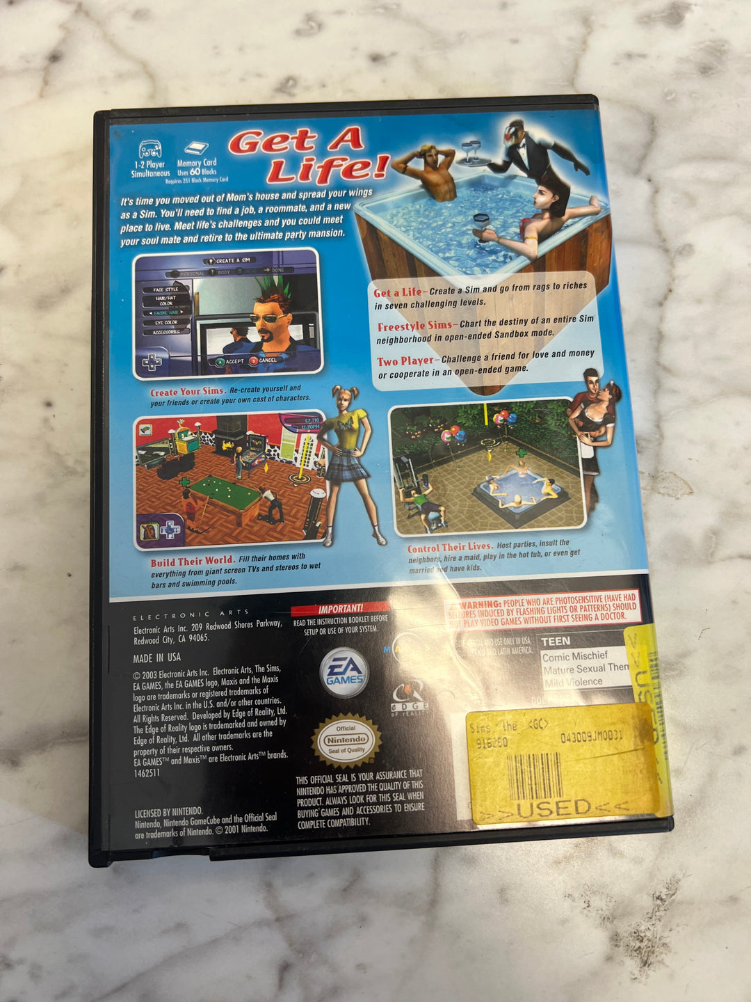 The Sims Nintendo Gamecube CASE ONLY C4925