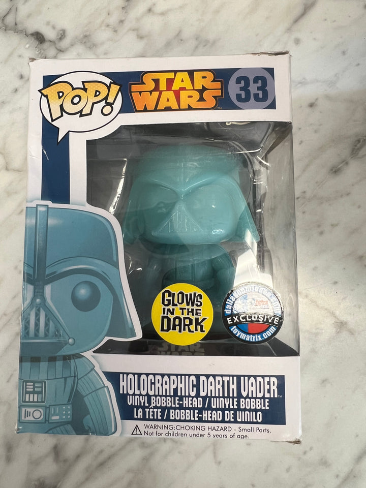 Funko Pop! Holographic Darth Vader #33 GITD Glow Damaged Box  FP121824