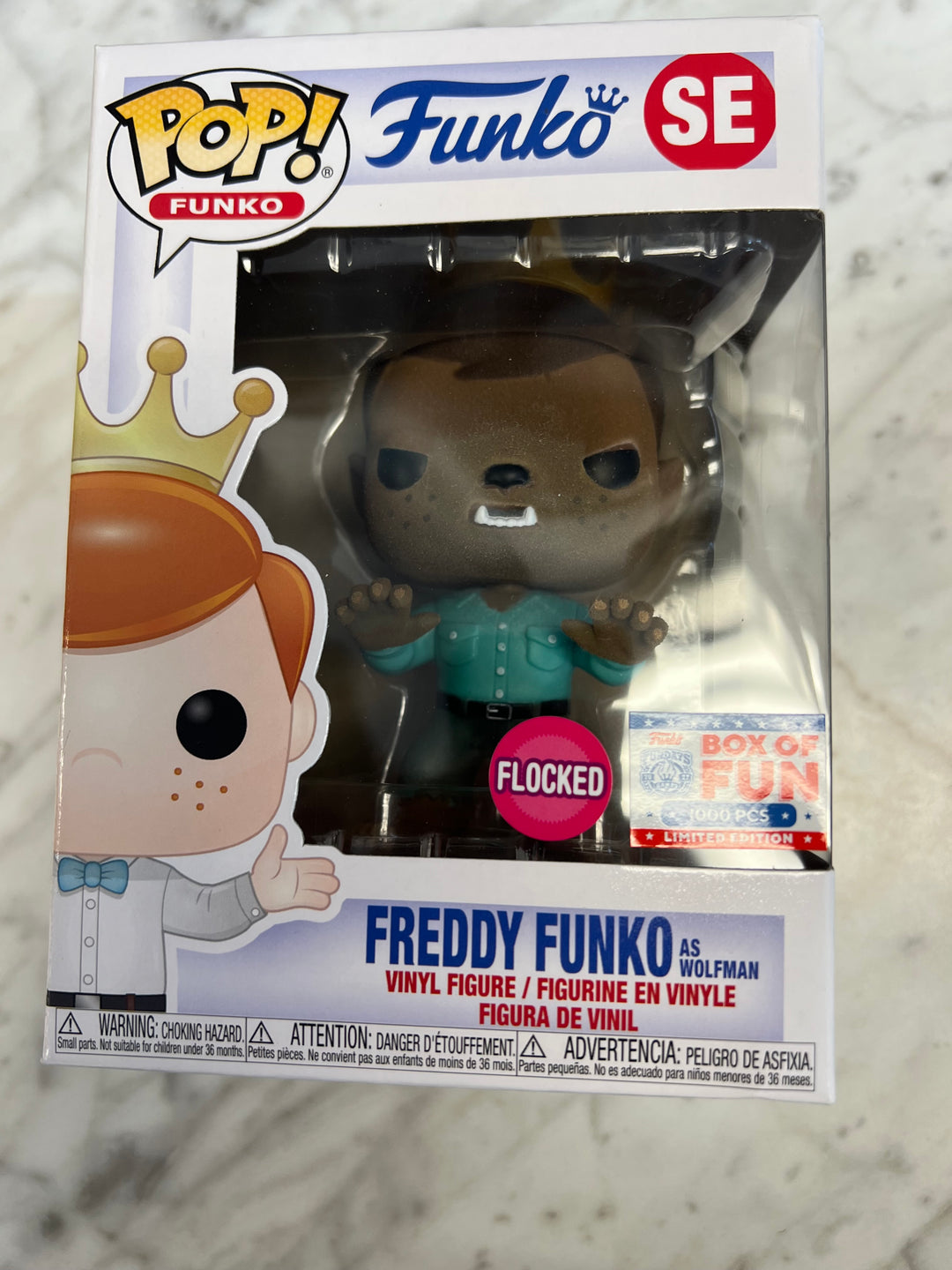 Funko Pop! Freddy Funko As Wolfman Flocked SE Box Of Fun Ding Bottom Right FP121824