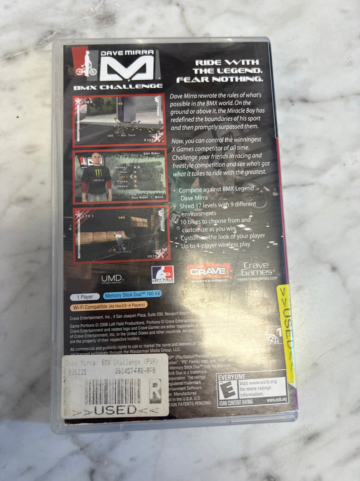Dave Mirra Freestyle BMX Challenge PSP Playstation Portable CASE & MANUAL ONLY C4925